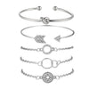 DIEZI Punk Butterfly Eye Star Moon Leaves Crystal Gem Shiny Gold Multilayer Chain Bracelet Set Women Exquisite Party Jewelry